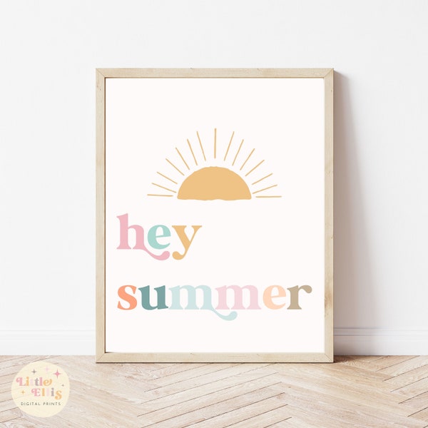 Hey Summer Print, Hey Summer Printable, Summer Print, Summer Printable, Summer Print, Instant Download, Summer Printable Wall Art