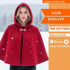 Crimson Elegance Cloak Sewing Pattern – Hooded Cape PDF – Beginner Friendly Pattern