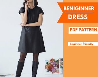 Naaipatroon voor een eenvoudige shiftjurk (PDF) – Eenvoudige beginnersstijl – Direct downloaden