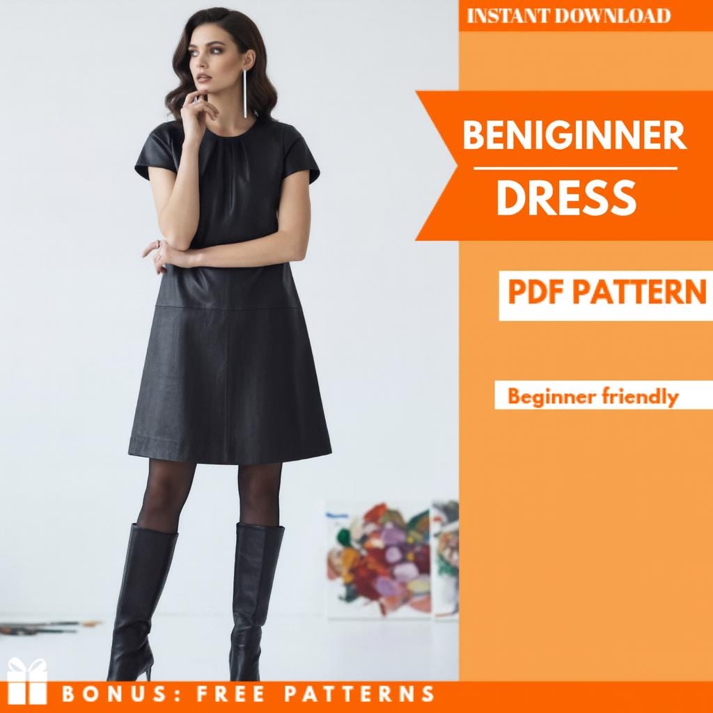 Basic Shift Dress Sewing Pattern PDF – Easy Beginner Style – Instant ...