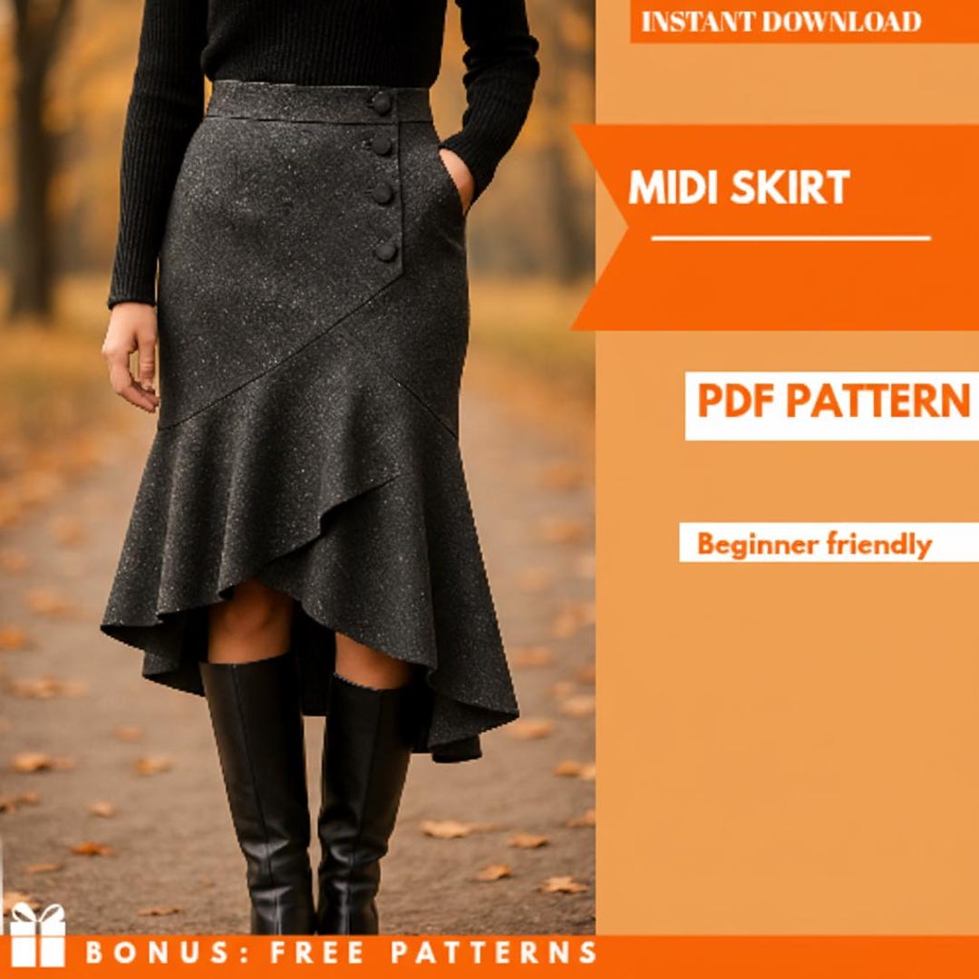 Midi Skirt Sewing Pattern PDF Instant Download Etsy — free download