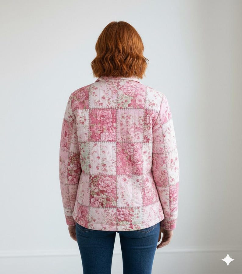 Patchwork Jas Naaipatroon - Gewatteerde Jas met Bloemenmotief PDF, Eenvoudig Beginnerspatroon afbeelding 3