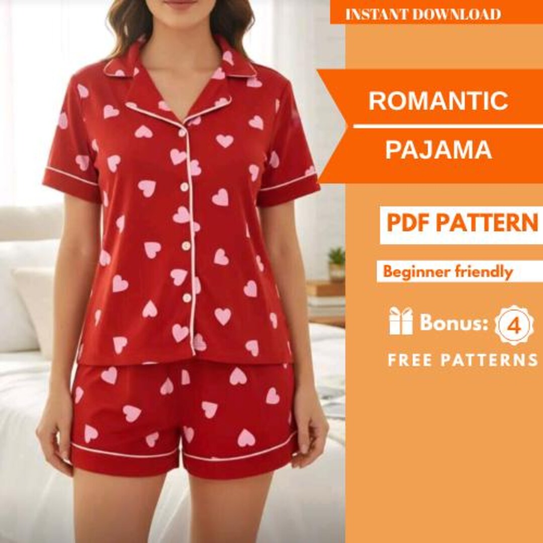Pajama Sewing Pattern PDF – Cami Top and Shorts Set, Easy Sleepwear for ...