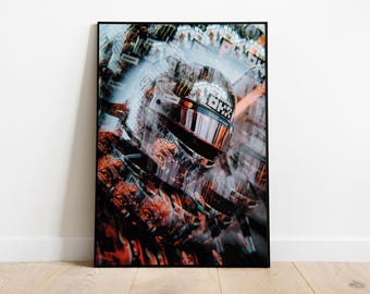 Miami Grand Prix | Lando Norris Helmet Abstract Print | 2025 Formula 1 | Digital Artwork | Motorsport Gift
