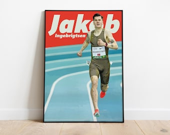 Jakob Ingebrigtsen | Indoor Mile World Record Print | Liévin 2025 | Digital Artwork | Athletics Gift