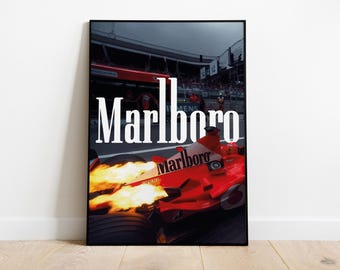 Ferrari F2004 Formula 1 Poster | Michael Schumacher Marlboro Racing Art | Classic F1 Vintage Poster Print