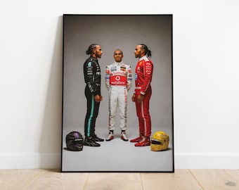 Lewis Hamilton | McLaren Mercedes Ferrari Print | 106 Grand Prix Wins | Digital Artwork | Formula 1 Gift