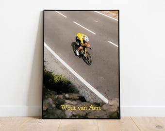 Wout van Aert | Aerial Time Trial Print | Visma-Lease a Bike | Digital Artwork | Cycling Gift