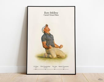 Augusta National | Rory McIlroy Masters 2025 Print | Majors Timeline | Career Grand Slam Celebration | Digital Watercolour | Golf Gift