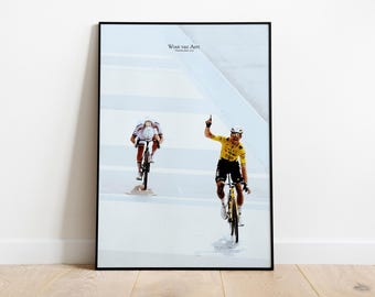 París-Roubaix 2026 / Lámina de la victoria de Wout van Aert / Victoria en el sprint del velódromo / Obra de arte digital / Regalo de ciclismo