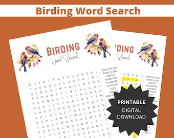 Bird Watching Word Search Puzzle | Printable Games | Instant Download ...