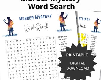 Sopa de letras de misterio de asesinato / Juego de fiesta imprimible (descarga digital)