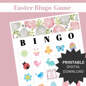 Printable Easter Bingo Game for Kids and Family | Easter Activities and Party Game | Easter Basket Filler | Instant Download