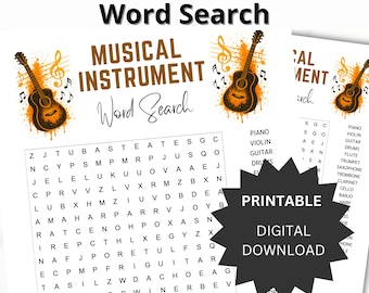 Woordzoekpuzzel muziekinstrumenten: activiteit muziekles (pdf-download)