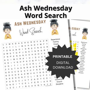 Ash Wednesday Word Search Puzzle: Lenten Activity (PDF)