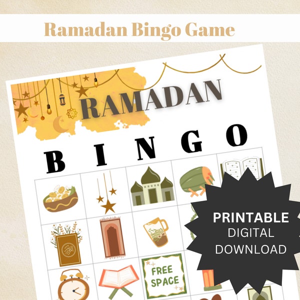 Ramadan Bingo Game - Fun, Printable Family Activity - Festive Islamic Celebration - Engaging Kids & Adults - Instant Download