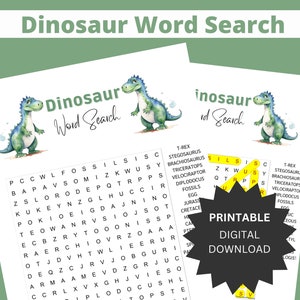 Kids Dinosaur Word Search Puzzle: Educational Game (Printable PDF)