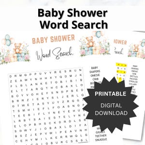 Baby Shower Word Search Game: Printable Party Activity (PDF Download, 8.5x11in)
