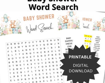 Baby Shower Word Search Game: Printable Party Activity (PDF Download, 8.5x11in)