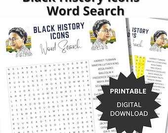 Black Geschichte Wortsuchlauf: African American Icons, Juneteenth Spiel (PDF Download)