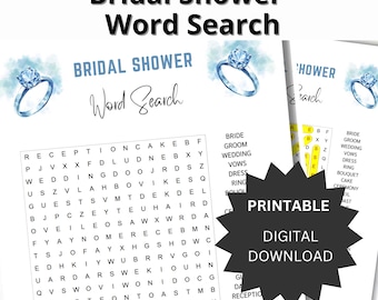 Bridal Shower Word Search Game: Fun Wedding Party Activity (PDF Downloadable)