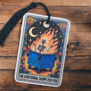 Das emotionale Müllcontainer Feuer Tarot Lesezeichen | Leser Geschenk | Bücherwurm | lustig | Buch | Handarbeit | booktok | Gotik | Romantik