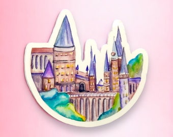Pegatina de Castillo Mágico: Calcomanía para portátil con temática de libros
