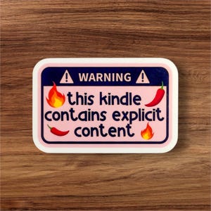 Varning! Denna Kindle innehåller klistermärke med explicit innehåll | läsdagbok | snusk | kontorsmaterial | bärbar dator | Kindle-klistermärke | romantisk läsare