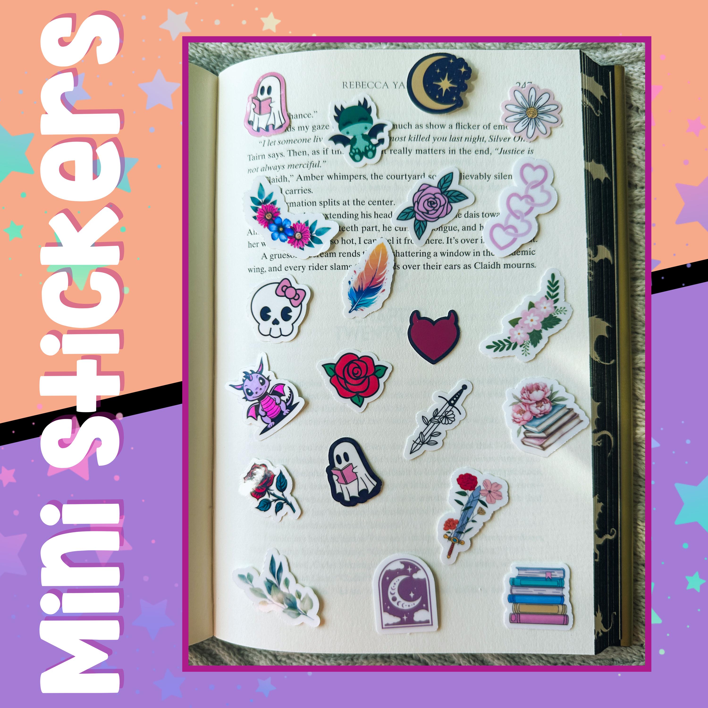 Cute Mini Stickers for Kindles, Laptops and Journals | small | skull | decor | decorate | sword | floral | bookish | reader | bullet journal