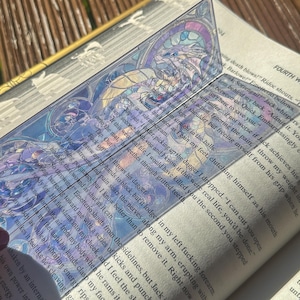 Transparent Stained Glass Window Bookmark - Ember & Amethyst Dragon