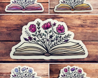Floral Book Sticker: Bookish Kindle, Laptop Decal