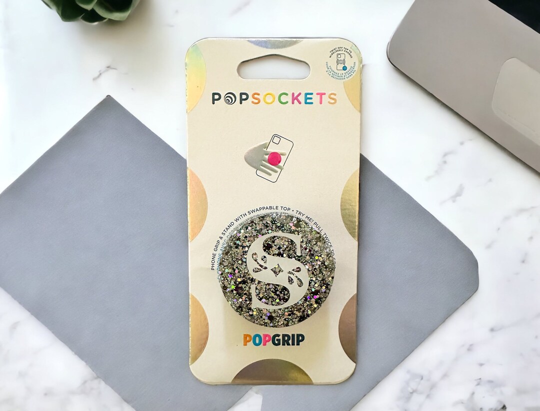 Black and Silver Resin Glitter Phone Grip Kindle Ereader Book Lover ...