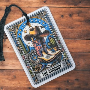 Das Cowboy Tarot Lesezeichen | Leser Geschenk | Bücherwurm | lustig | Buch | Handarbeit | booktok | Gotik | Romantik | Fiktion
