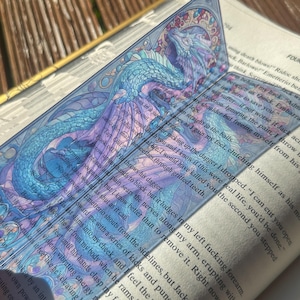 Transparent Stained Glass Window Bookmark - Midnight Amethyst Dragon