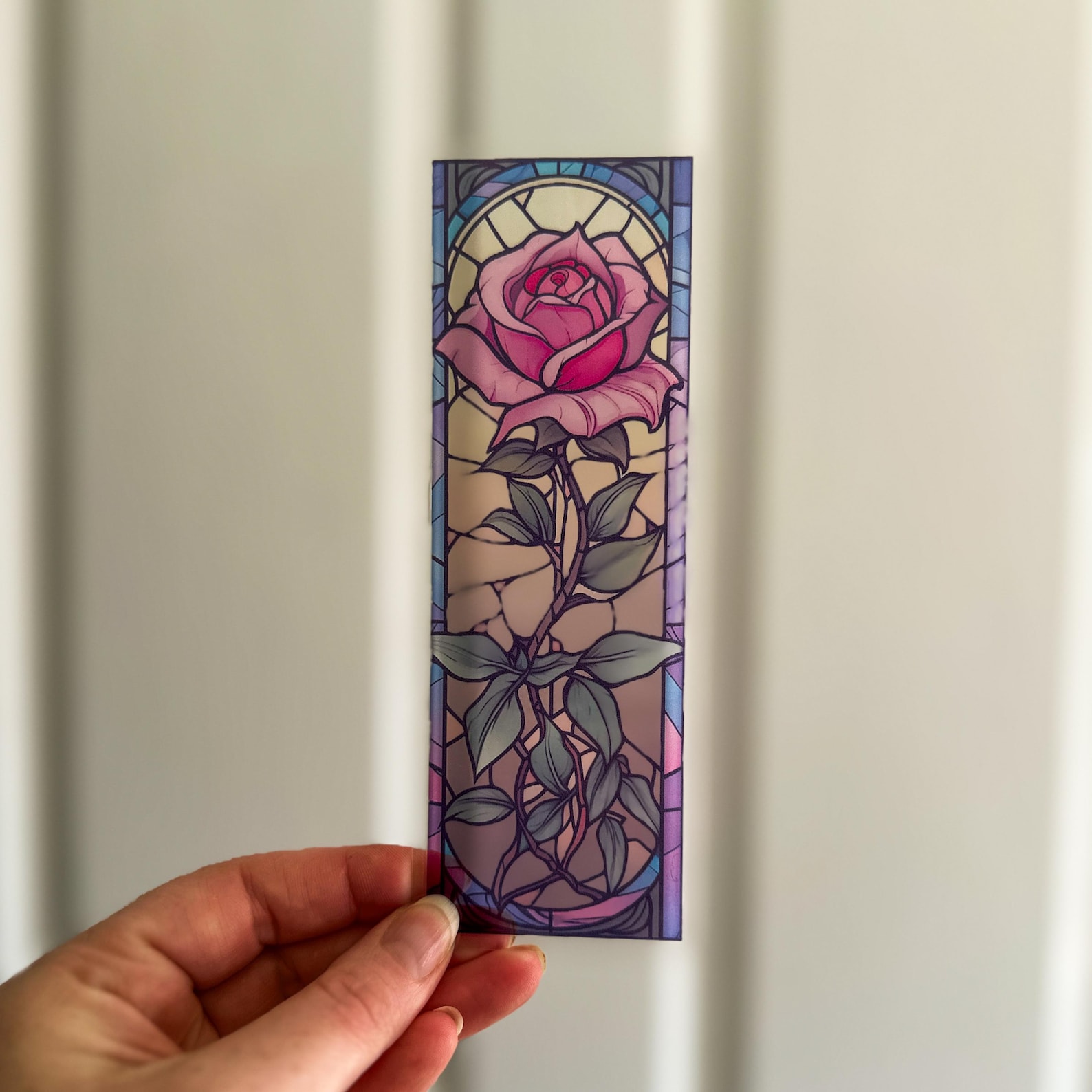 Transparent Stained Glass Window Bookmark - Pink Rose - Etsy