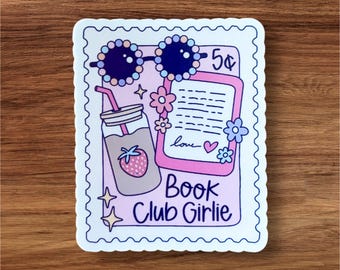 Pegatina de sello de chica del club de lectura
