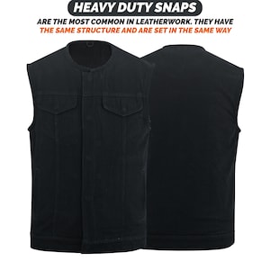 Men&#39;s Denim Motorbike Vest No Collar Water Dust Repellent Hidden Pockets Biker Black Vest