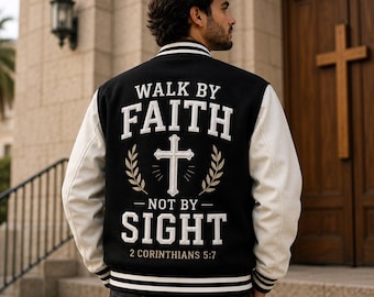 Custom Varsity Jacket | Personalized Name Embroidered | Religious Cross | Letterman Coat