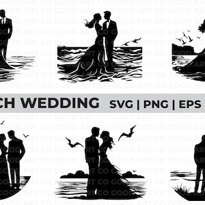 Beach Wedding SVG | Bride and Groom SVG | Newlyweds svg | Married Couple SVG | Wedding Clipart | Wedding Silhouettes | wedding cards | dxf