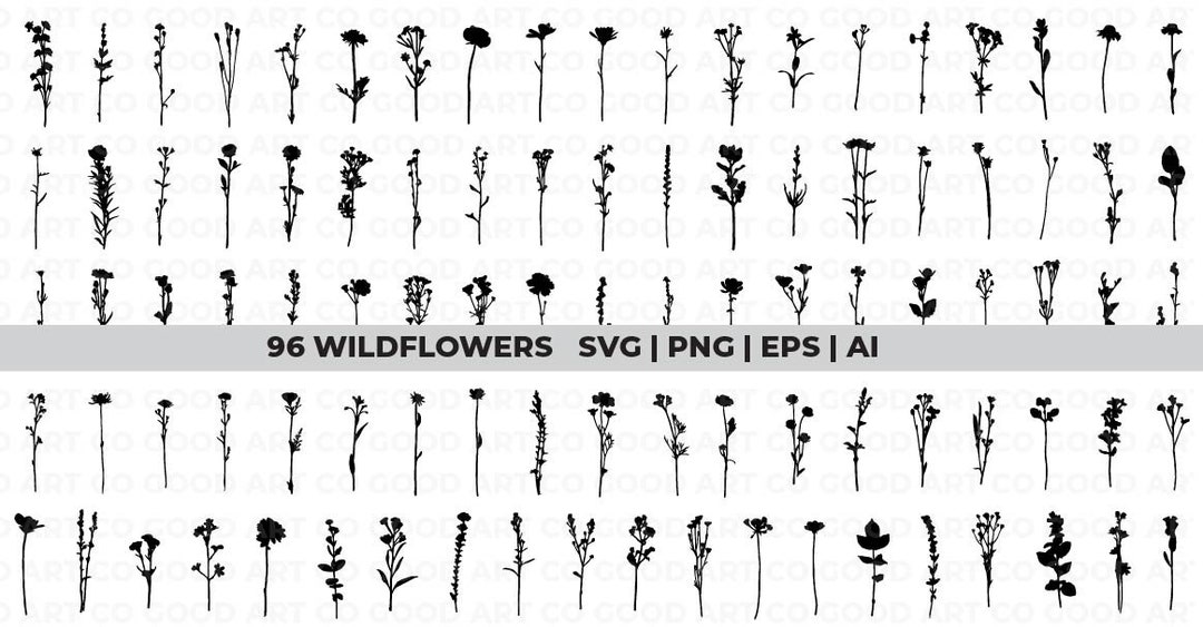 96 Wildflower Svg Bundle, Flower Svg, Botanical, Floral Bundle, Flower ...