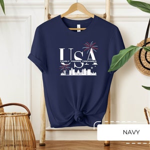 Firework Gift - &quot;USA Family, Friends, and Fireworks&quot; Shirt for 4th of July, Patriotic Tee with Stars and Stripes, Memorial day shirt, merica