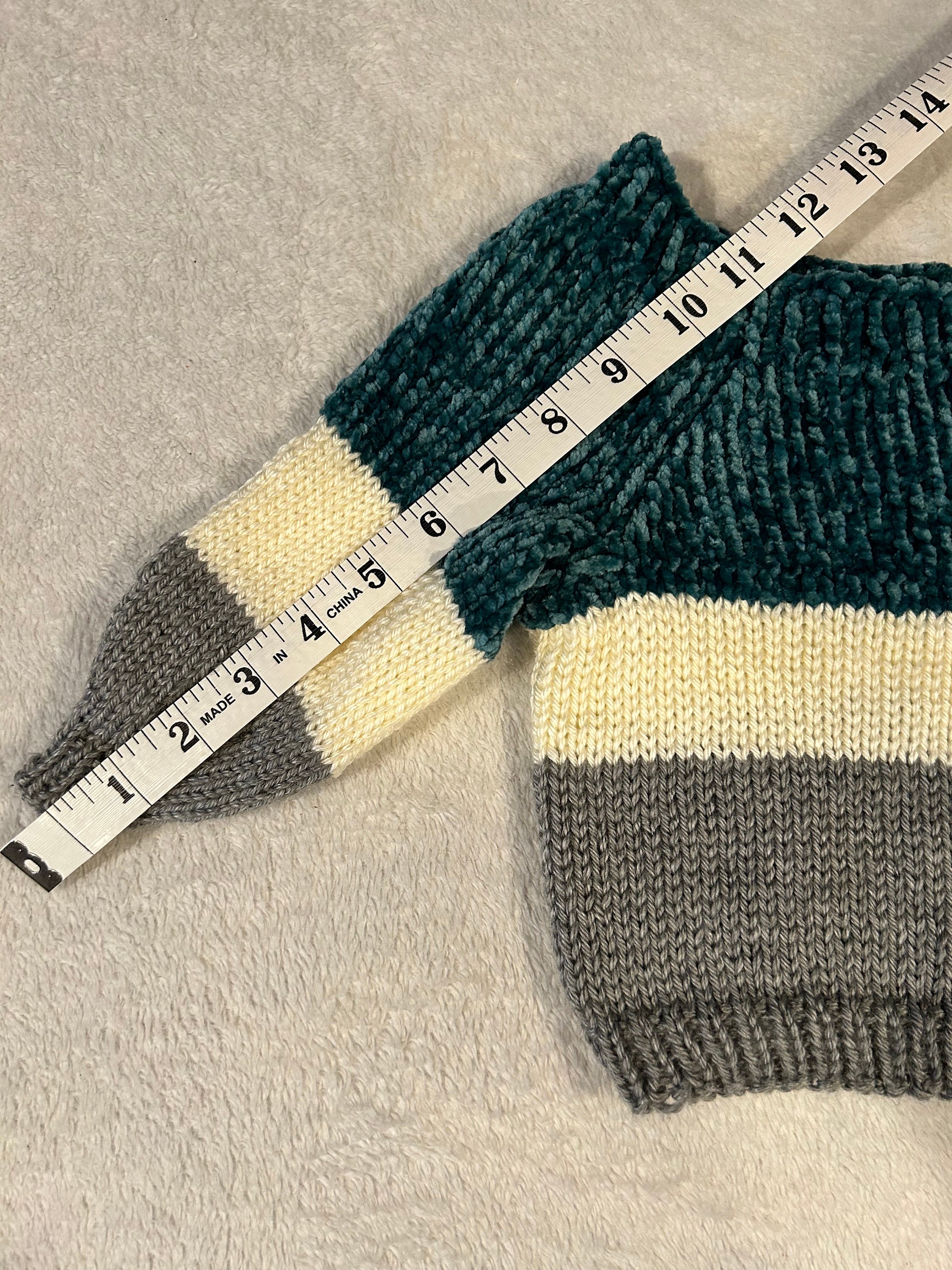 Baby Color Block Teal Green Gray White Knit Gender Neutral Sweater 12 ...