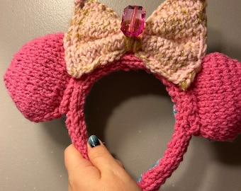Princess Aurora Minnie Ears: Reversible Hand-Knitted Sleeping Beauty Headband
