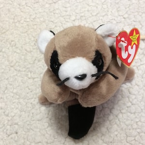 EXTREMELY RARE RINGO the Racoon Beanie Baby, Multiple Tag Errors, P.V.C. Pellets 1996
