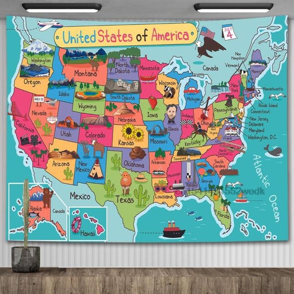 Tapestry Map of United States - Etsy UK