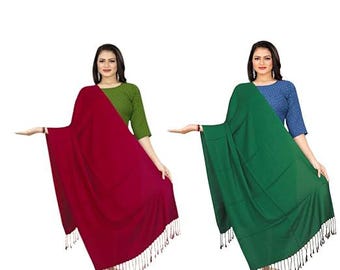 Pashmina Viscose Dupatta Scarf - Solid Color, Ethnic Wear (Pack of 2)