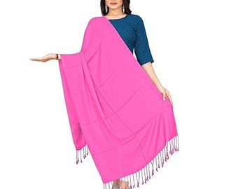 Solid Viscose Pink Dupatta Scarf | Soft Ethnic Wear, Festive Styling