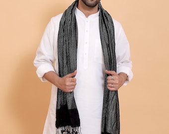 Men’s Viscose Fabric Scarf with Zari Work | Elegant Ethnic & Festive Wear Accessory