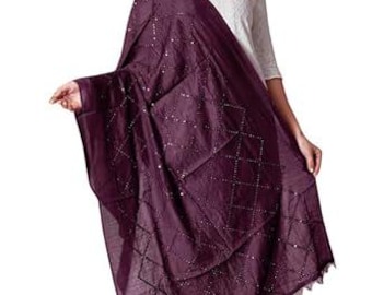 Sequin Cotton Dupatta | Lightweight Ethnic Stole, Festive Wear