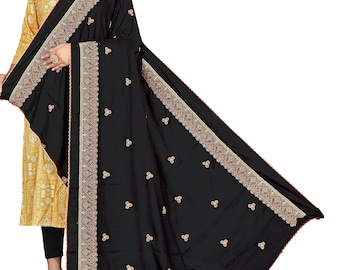 Embroidered Rayon Cotton Dupatta Hijab – Soft Festive Shawl